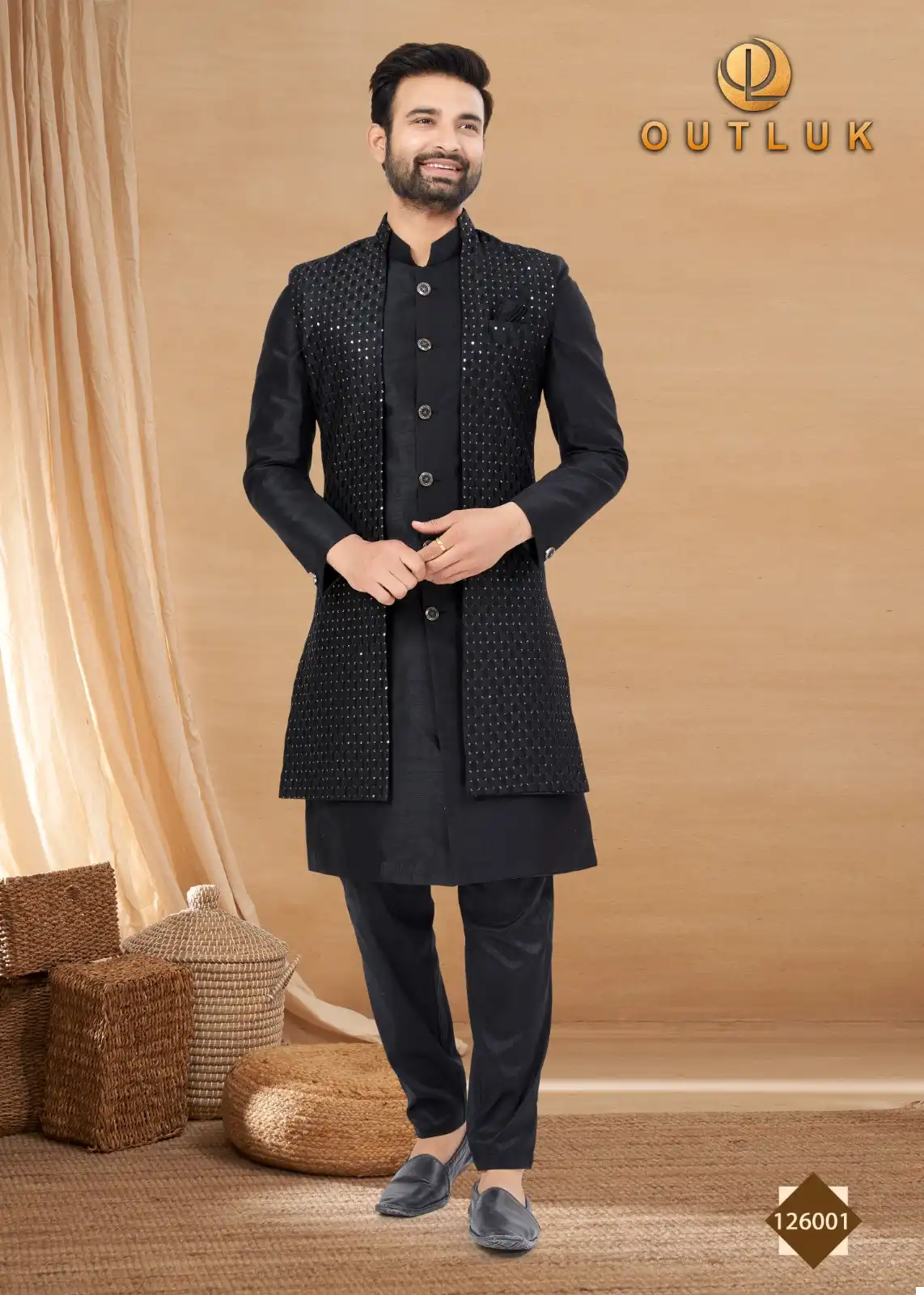 Outlook Premium Series Vol 126 Heavy Art Silk Wholesale Indo Western Sherwani Catalog — Singles, MPA wholesale from Surat — view 10