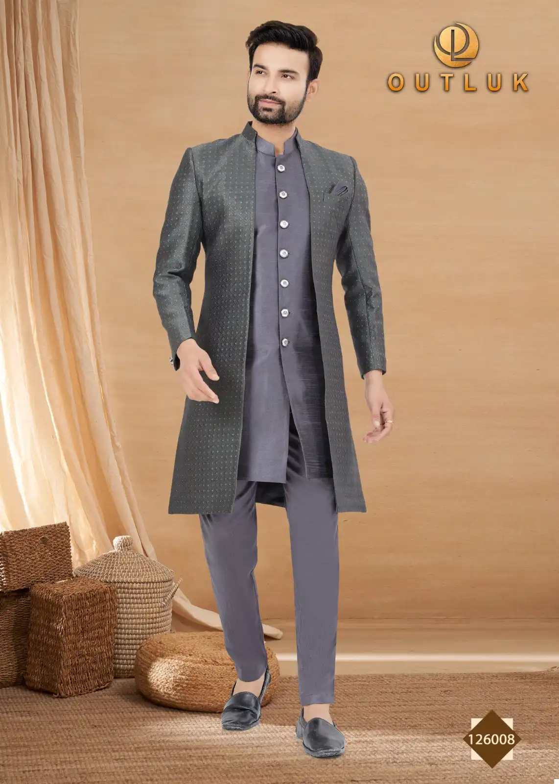 Outlook Premium Series Vol 126 Heavy Art Silk Wholesale Indo Western Sherwani Catalog — Singles, MPA wholesale from Surat — view 2