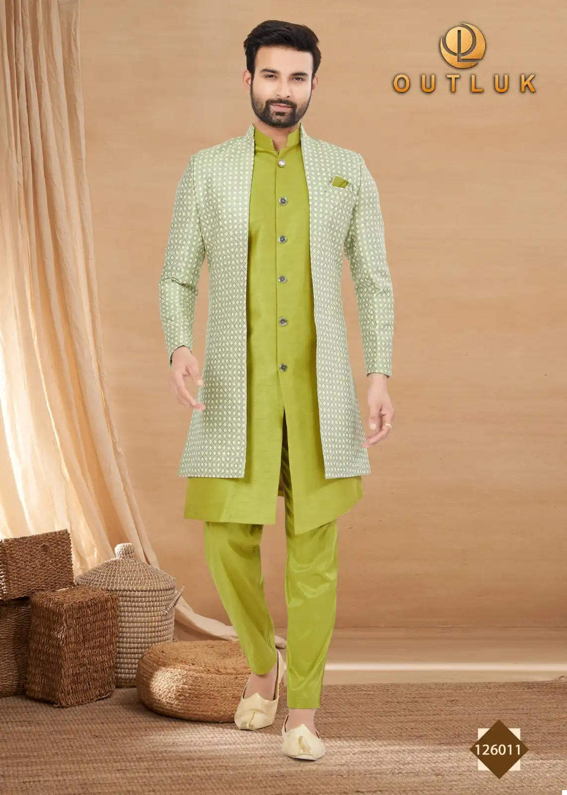 Outlook Premium Series Vol 126 Heavy Art Silk Wholesale Indo Western Sherwani Catalog — Singles, MPA wholesale from Surat — view 3