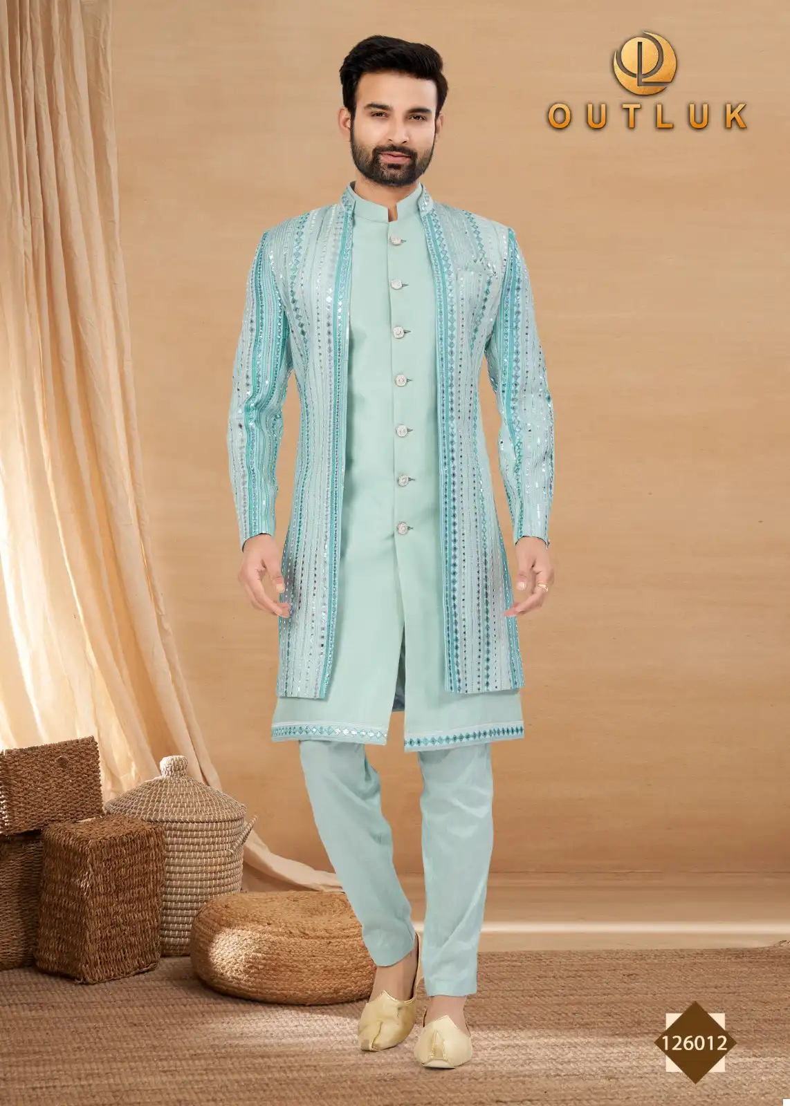 Outlook Premium Series Vol 126 Heavy Art Silk Wholesale Indo Western Sherwani Catalog — Singles, MPA wholesale from Surat — view 4