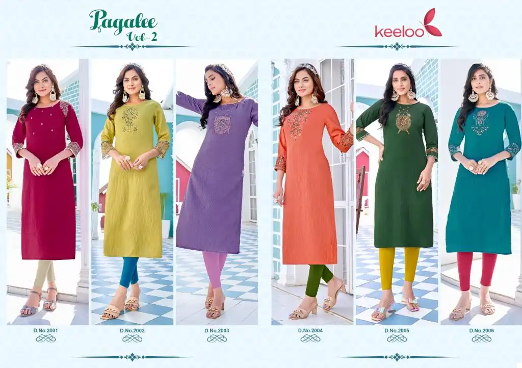 Keeloo Pagalee Vol 2 Fancy Viscose Silk Wholesale Designer Kurtis Catalog — Wholesale Kurtis, MPA wholesale from Surat — view 7