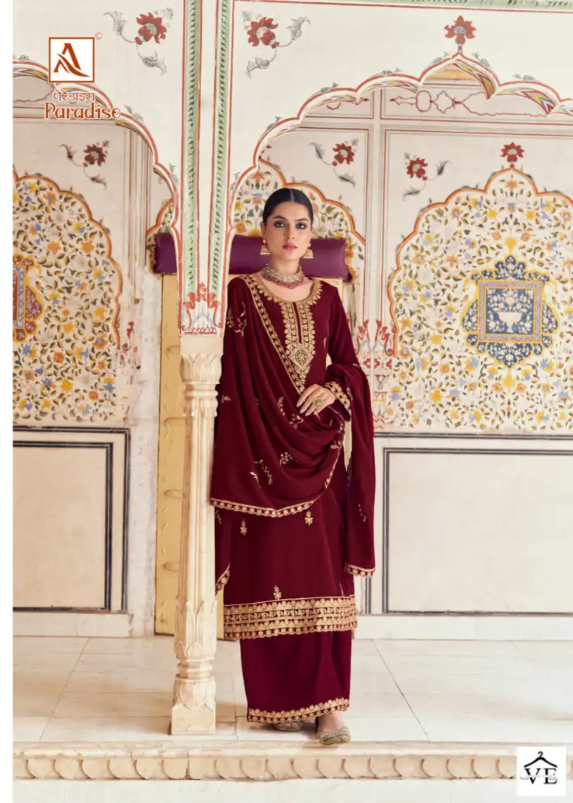 Alok Suits Paradise Velvet Wholesale Designer Winter Wear Salwar Suit Catalog — Wholesale Salwar Suits, Alok Suit wholesale from Surat — view 3