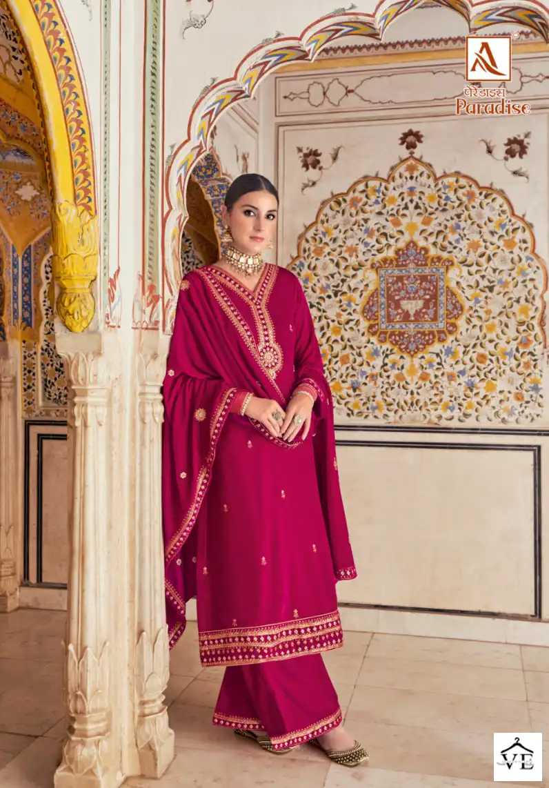 Alok Suits Paradise Velvet Wholesale Designer Winter Wear Salwar Suit Catalog — Wholesale Salwar Suits, Alok Suit wholesale from Surat — view 5