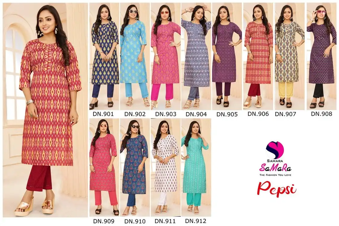 Samara Pepsi Muslin Wholesale Kurti With Pant Combo Catalog — Wholesale Kurtis, MPA wholesale from Surat — view 16