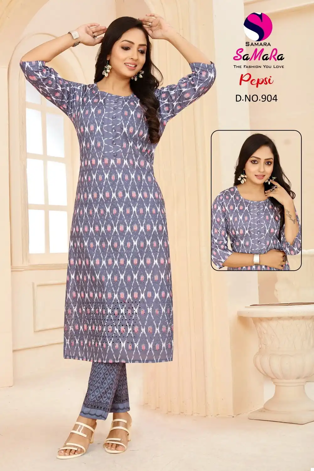Samara Pepsi Muslin Wholesale Kurti With Pant Combo Catalog — Wholesale Kurtis, MPA wholesale from Surat - Gallery Image 5