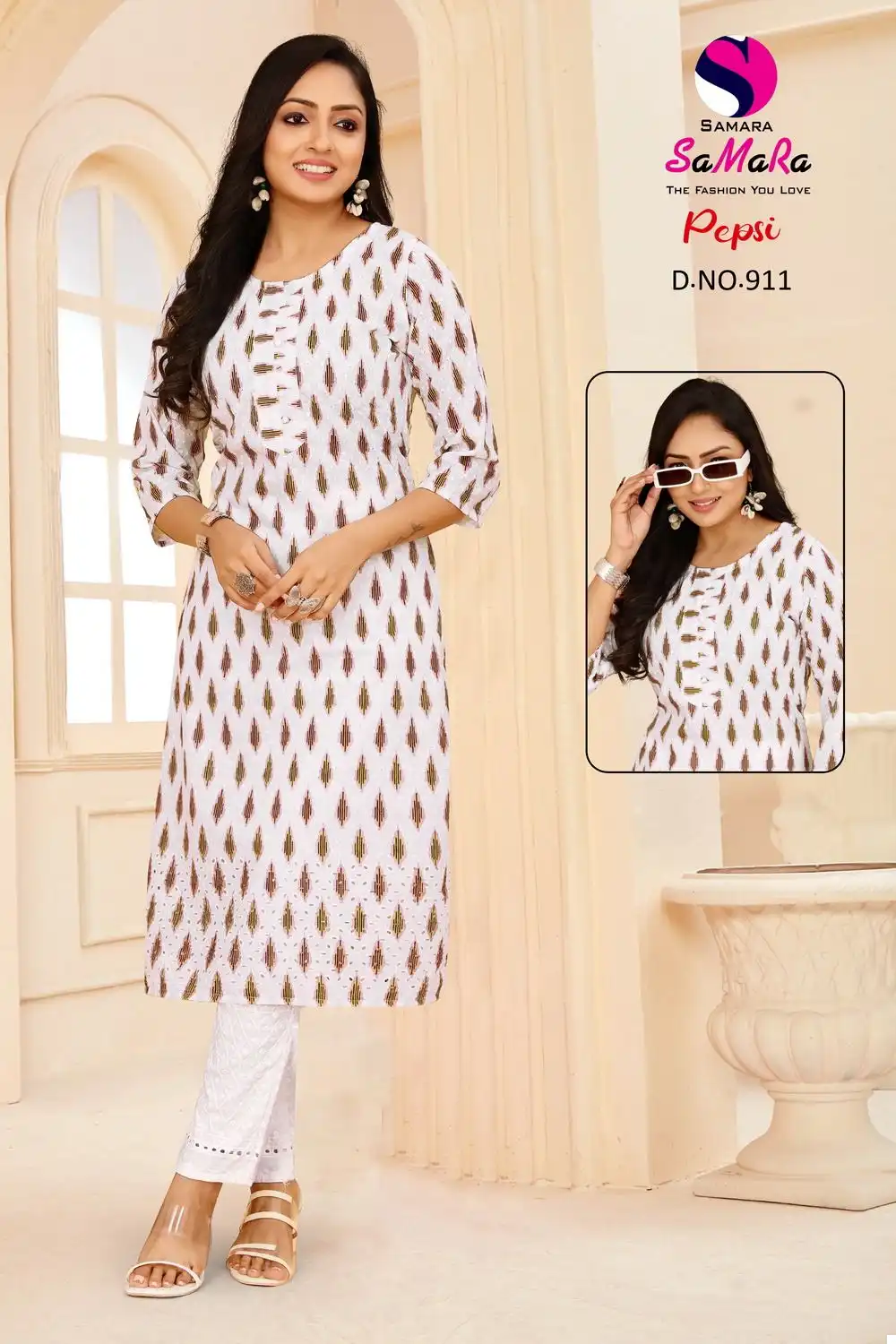 Samara Pepsi Muslin Wholesale Kurti With Pant Combo Catalog — Wholesale Kurtis, MPA wholesale from Surat - Gallery Image 7