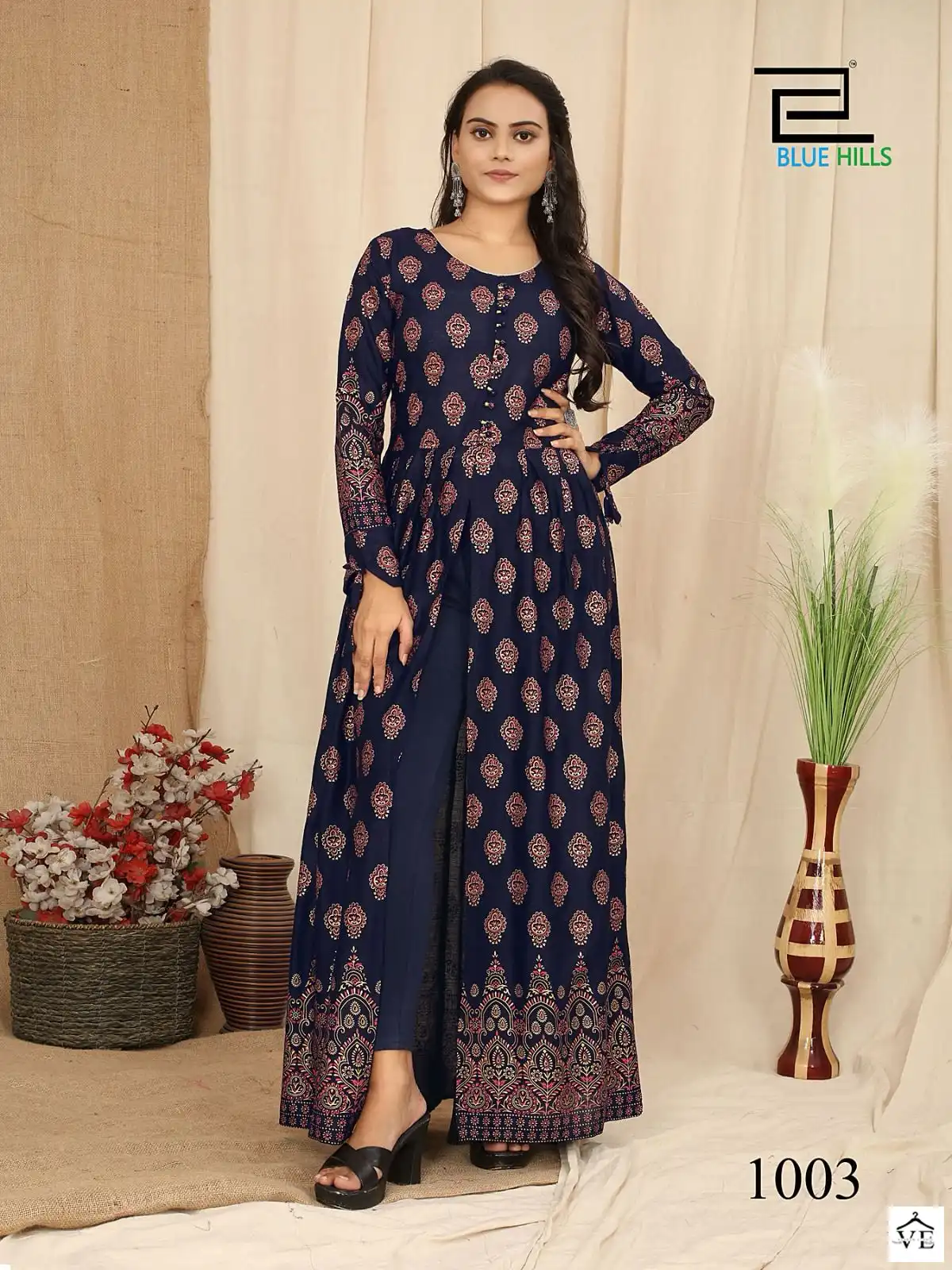 Blue Hills Pushpa Vol 7 Rayon Wholesale Fancy Center Cut Pattern Long Gowns Catalog — Wholesale Kurtis, Blue Hills wholesale from Surat - Gallery Image 4