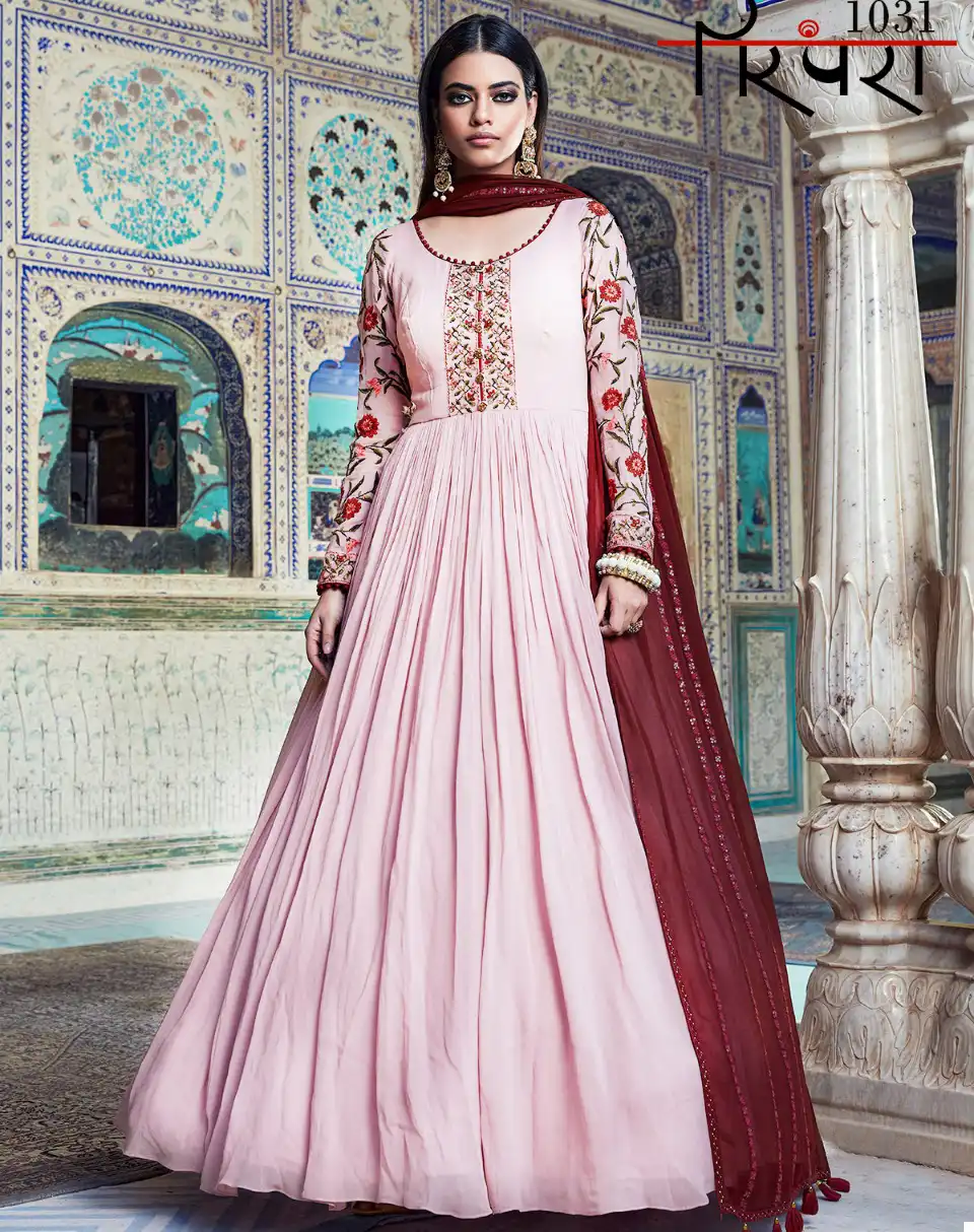 VE Parampra Vol 7 Georgette Wholesale Gown With Dupatta Catalog — Wholesale Salwar Suits, MPA wholesale from Surat — view 1