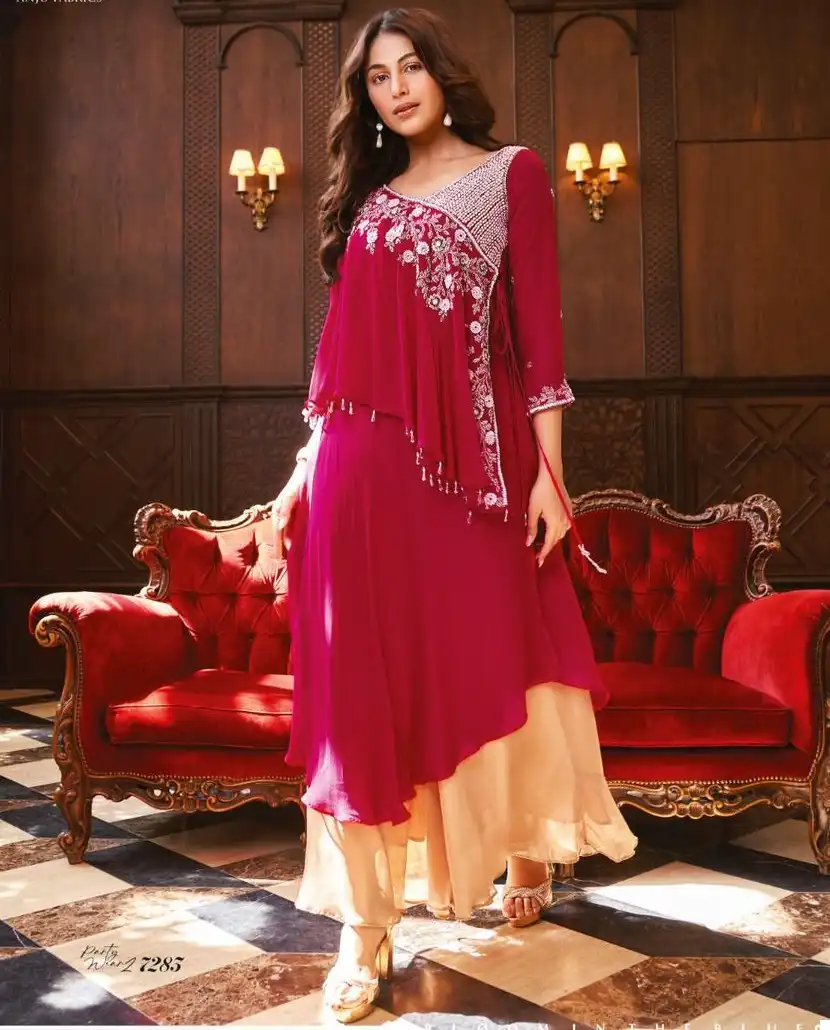 Anju Fabrics Party Wear Vol 2 Pure Chinon Wholesale Drap Style Dresses Catalog — Wholesale Kurtis, MPA wholesale from Surat — view 1