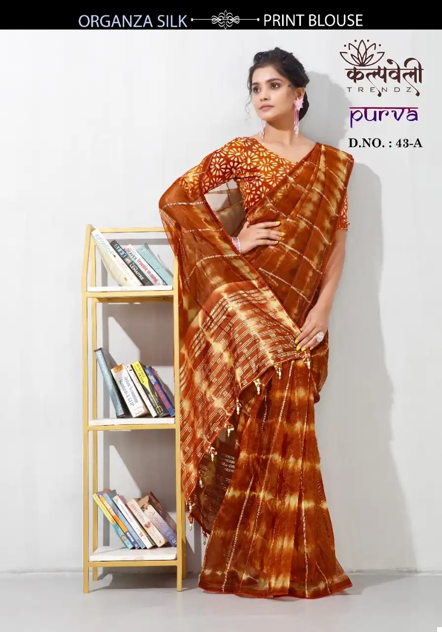 Vardan Ethnic Purva 42 Organza Silk Wholesale Sarees Catalog - Image 4