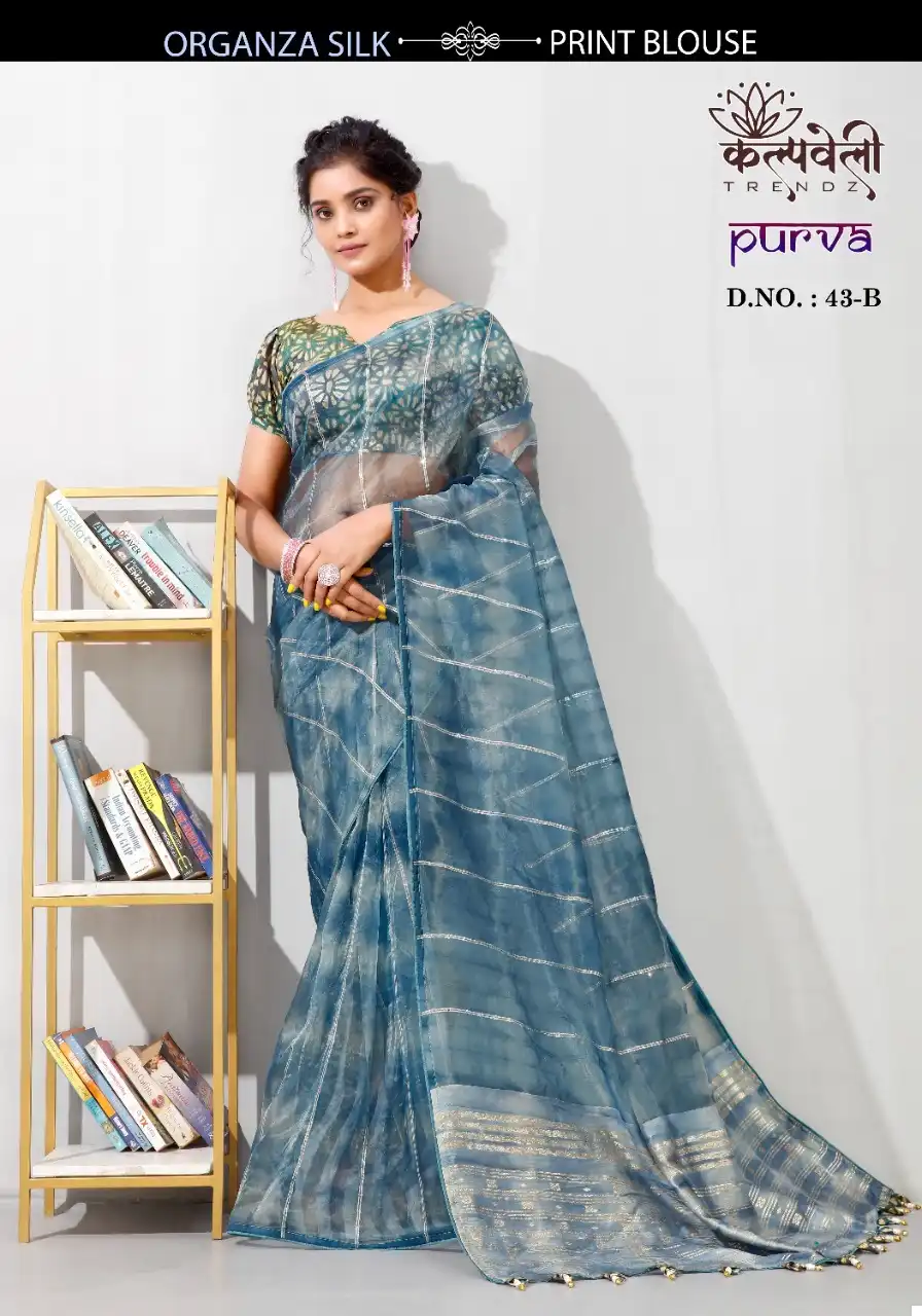Vardan Ethnic Purva 42 Organza Silk Wholesale Sarees Catalog - Image 5