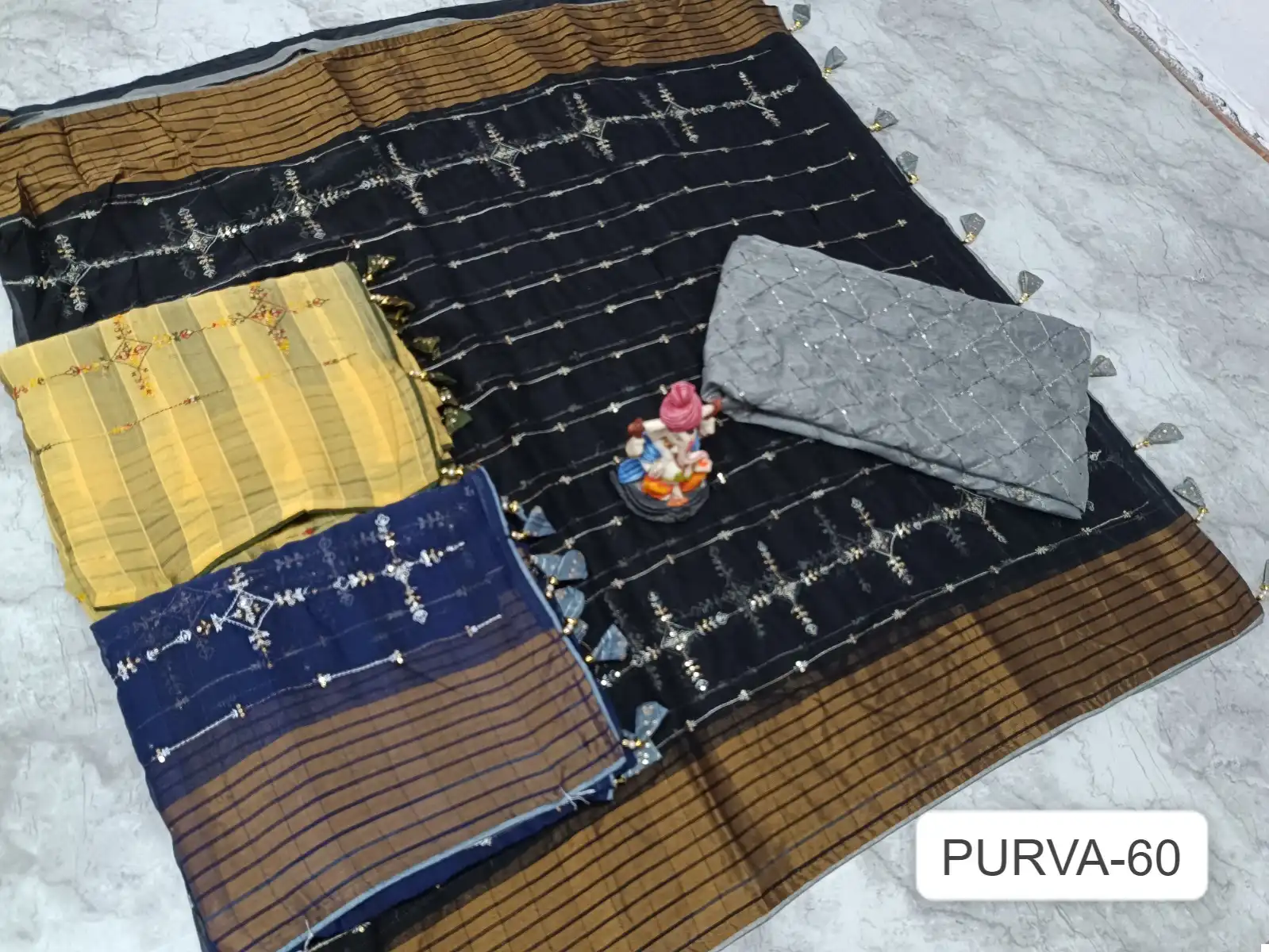 Vardan Ethnic Purva 60 Nilgiri Chiffon Wholesale Sarees Catalog — Wholesale Sarees, MPA wholesale from Surat — view 4
