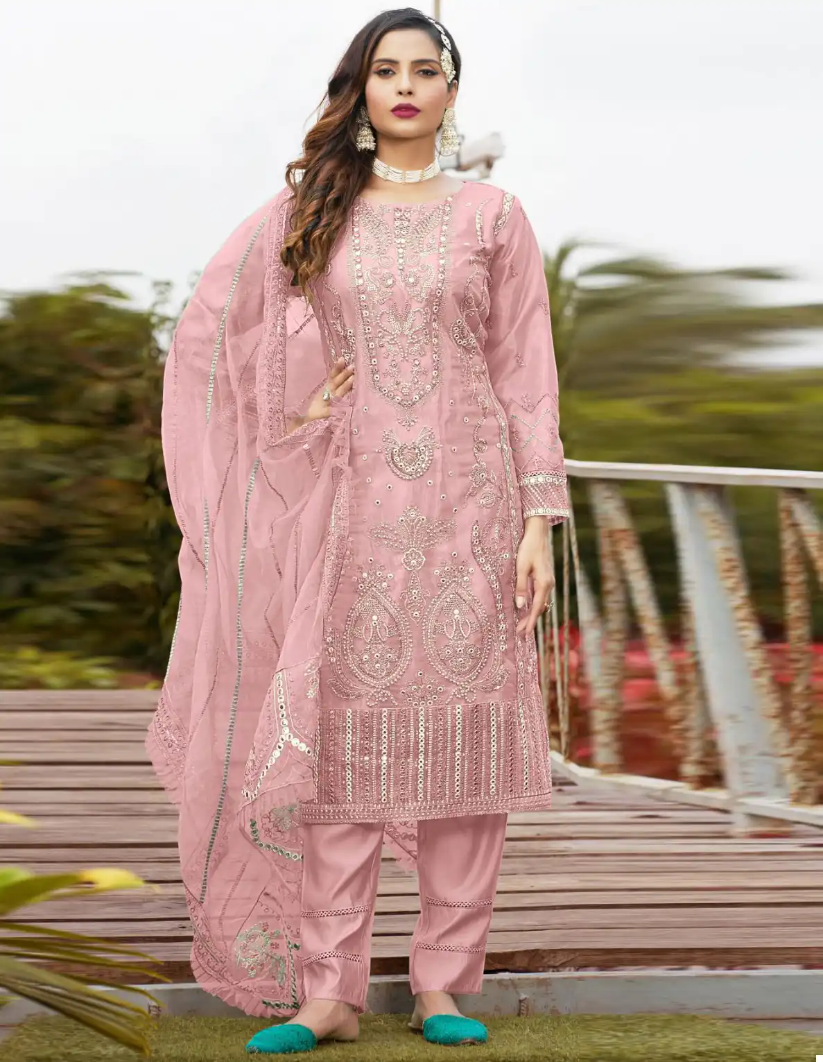 Motifz R 1046 Organza Wholesale Designer Readymade Pakistani Salwar Suit — Wholesale Salwar Suits, MPA wholesale from Surat — view 1
