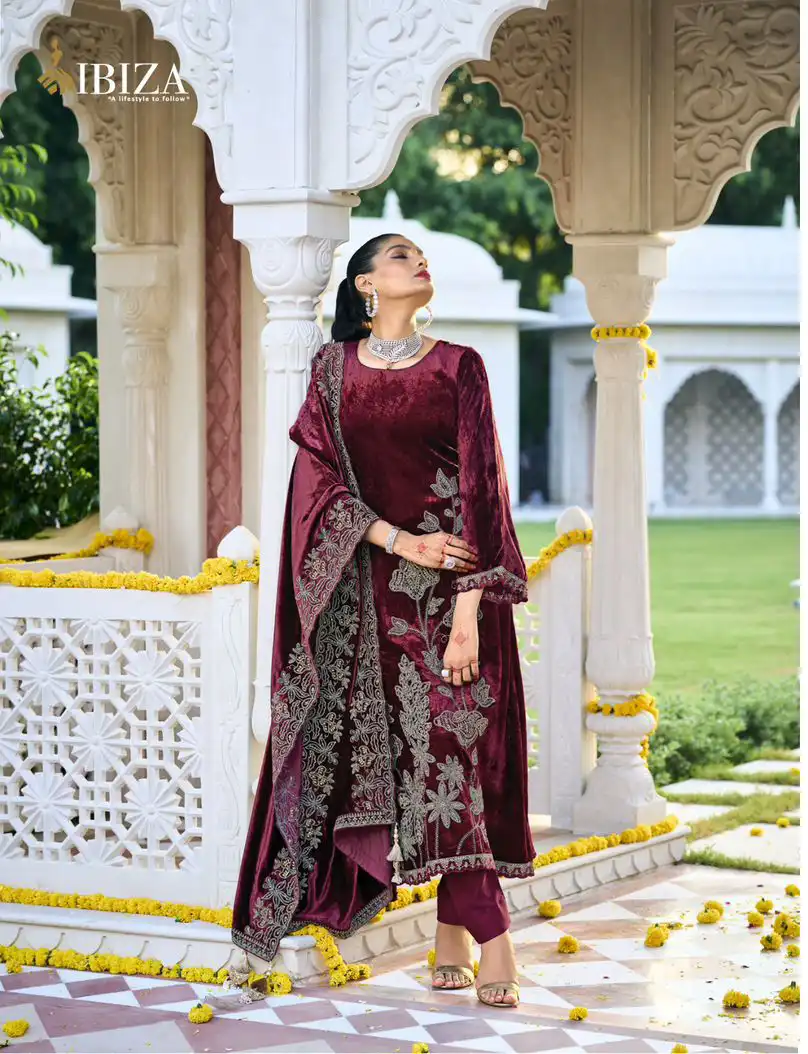 Ibiza Rajkumari Pure Munich Viscose Velvet Wholesale Designer Winter Wear Salwar Suit Catalog — Wholesale Salwar Suits, Ibiza wholesale from Surat - Gallery Image 2