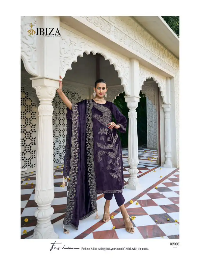 Ibiza Rajkumari Pure Munich Viscose Velvet Wholesale Designer Winter Wear Salwar Suit Catalog — Wholesale Salwar Suits, Ibiza wholesale from Surat - Gallery Image 4