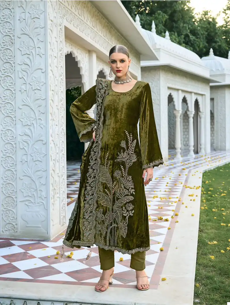 Ibiza Rajkumari Pure Munich Viscose Velvet Wholesale Designer Winter Wear Salwar Suit Catalog — Wholesale Salwar Suits, Ibiza wholesale from Surat - Gallery Image 5