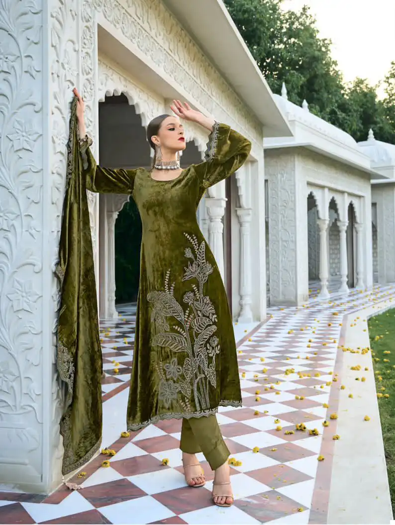 Ibiza Rajkumari Pure Munich Viscose Velvet Wholesale Designer Winter Wear Salwar Suit Catalog — Wholesale Salwar Suits, Ibiza wholesale from Surat - Gallery Image 7