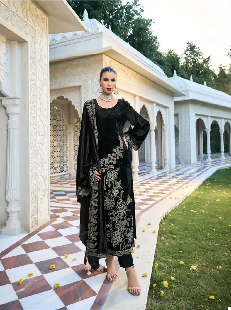 Ibiza Rajkumari Pure Munich Viscose Velvet Wholesale Designer Winter Wear Salwar Suit Catalog — Wholesale Salwar Suits, Ibiza wholesale from Surat - Gallery Image 8