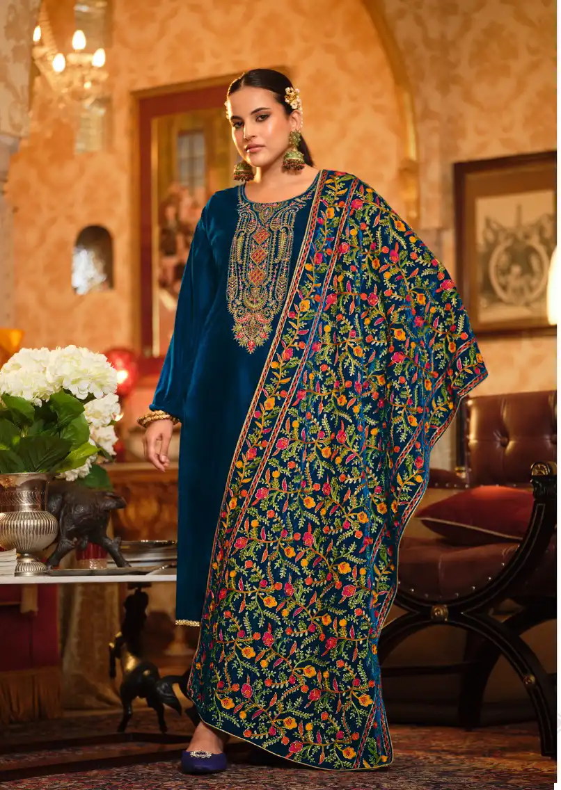 Belliza Designer Rang Reza Velvet Wholesale Designer Winter Wear Salwar Suit Catalog — Wholesale Salwar Suits, Belliza Designer wholesale from Surat - Gallery Image 3