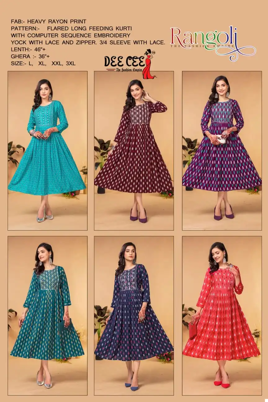 Deecee Rangoli Heavy Rayon Wholesale Kurti Catalog — Wholesale Kurtis, MPA wholesale from Surat — view 7