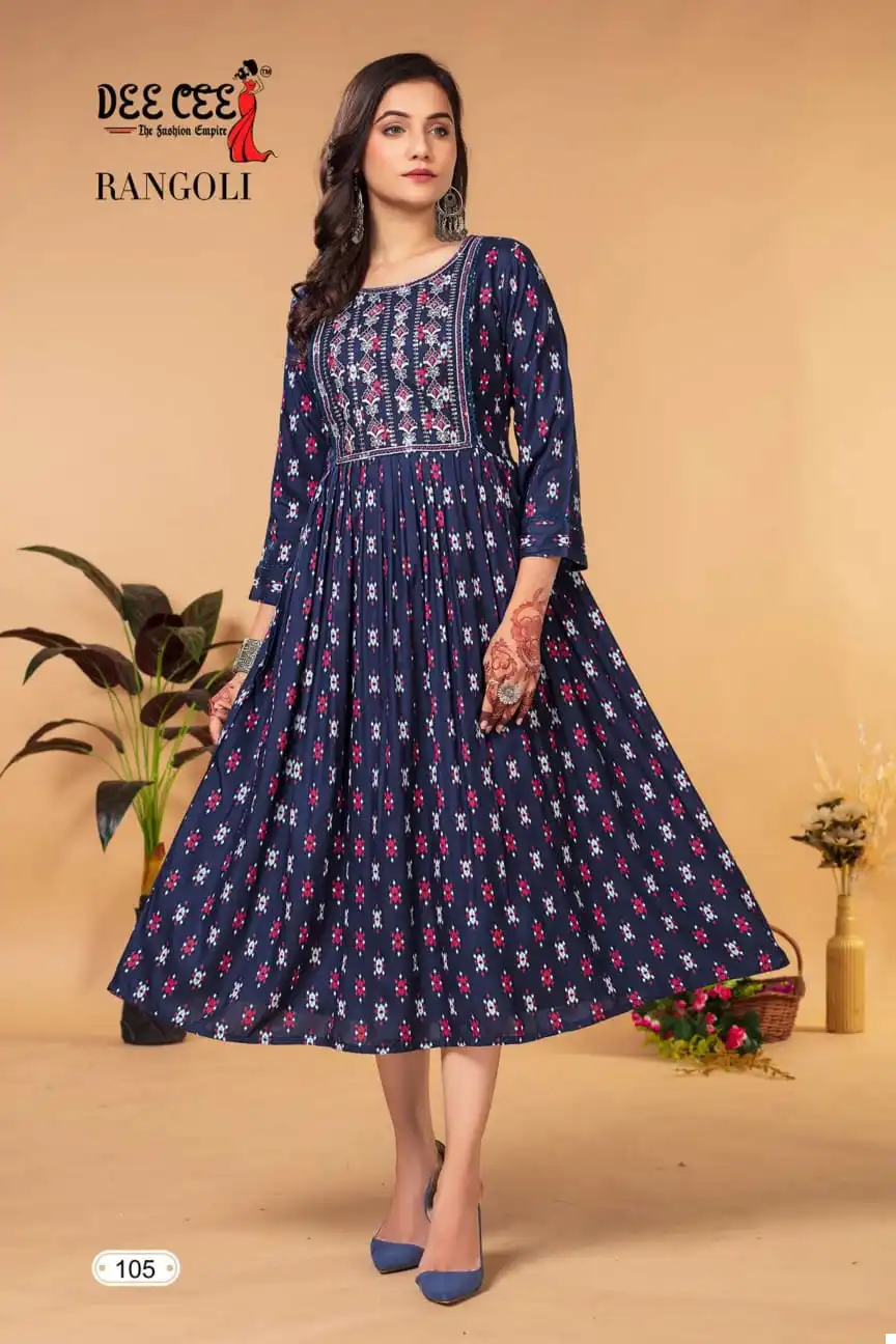 Deecee Rangoli Heavy Rayon Wholesale Kurti Catalog — Wholesale Kurtis, MPA wholesale from Surat - Gallery Image 3
