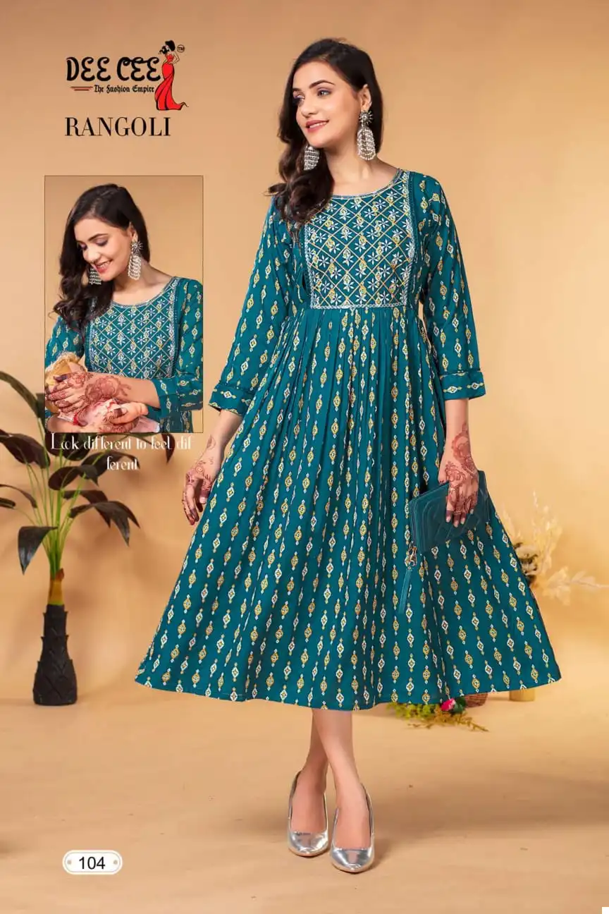 Deecee Rangoli Heavy Rayon Wholesale Kurti Catalog — Wholesale Kurtis, MPA wholesale from Surat - Gallery Image 4