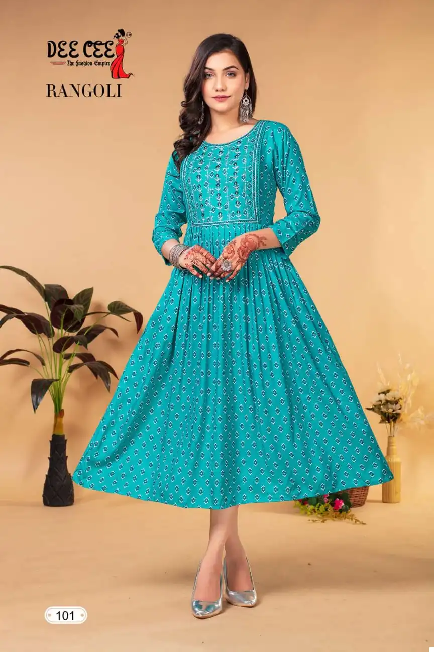 Deecee Rangoli Heavy Rayon Wholesale Kurti Catalog — Wholesale Kurtis, MPA wholesale from Surat - Gallery Image 2