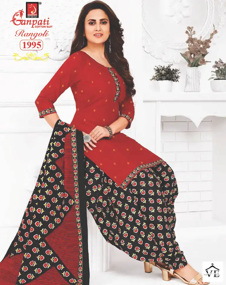 Ganpati Rangoli Vol 19 Cotton Wholesale Salwar Suit Catalog — Wholesale Salwar Suits, Ganpati wholesale from Surat — view 1