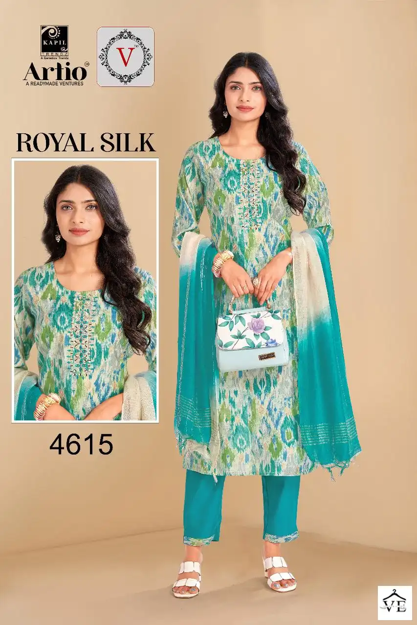 Kapil Trendz Rayol Silk Modal Print Wholesale Readymade Salwar Suit Catalog — Wholesale Salwar Suits, MPA wholesale from Surat - Gallery Image 2