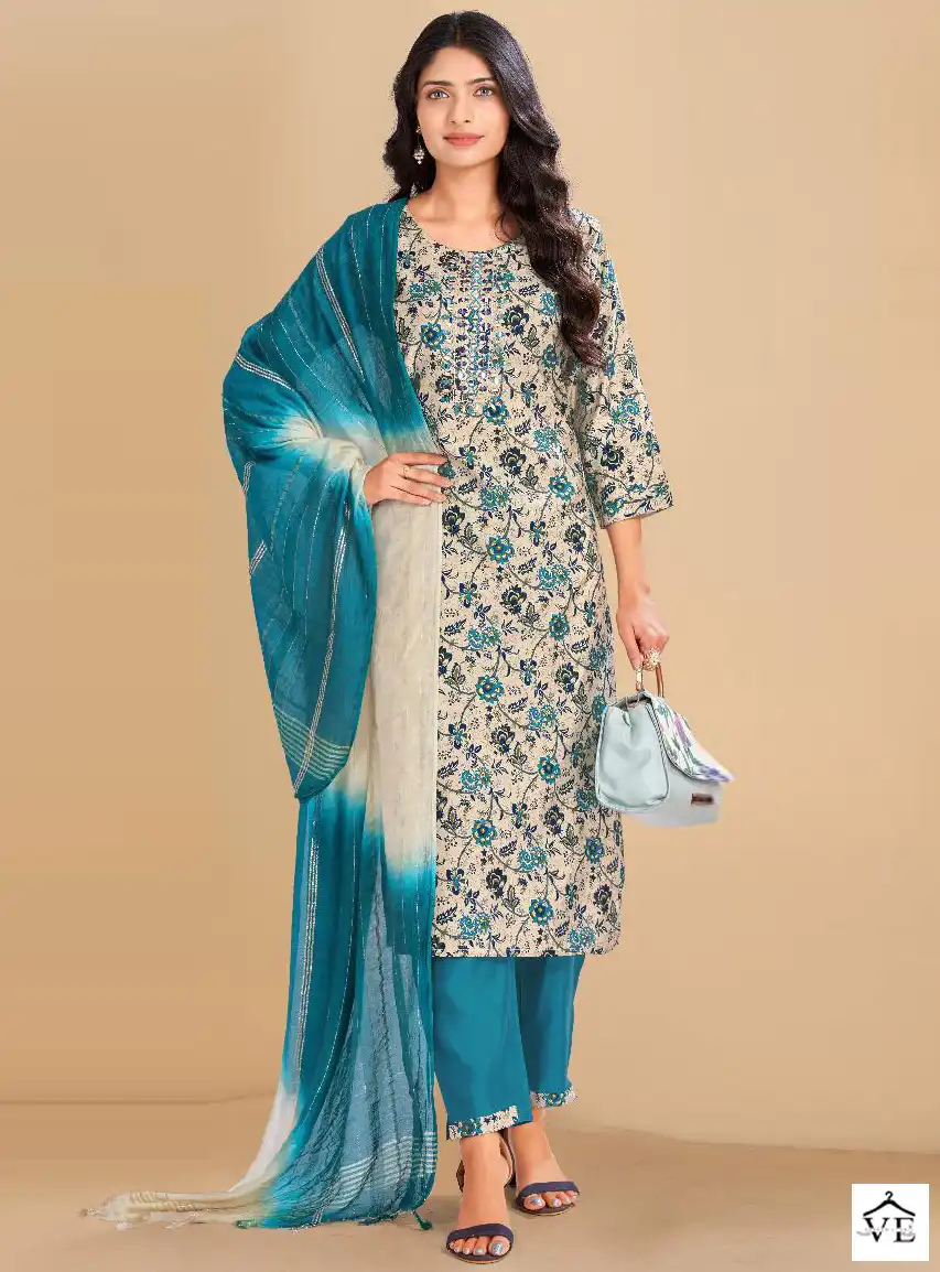 Kapil Trendz Rayol Silk Modal Print Wholesale Readymade Salwar Suit Catalog — Wholesale Salwar Suits, MPA wholesale from Surat — view 1