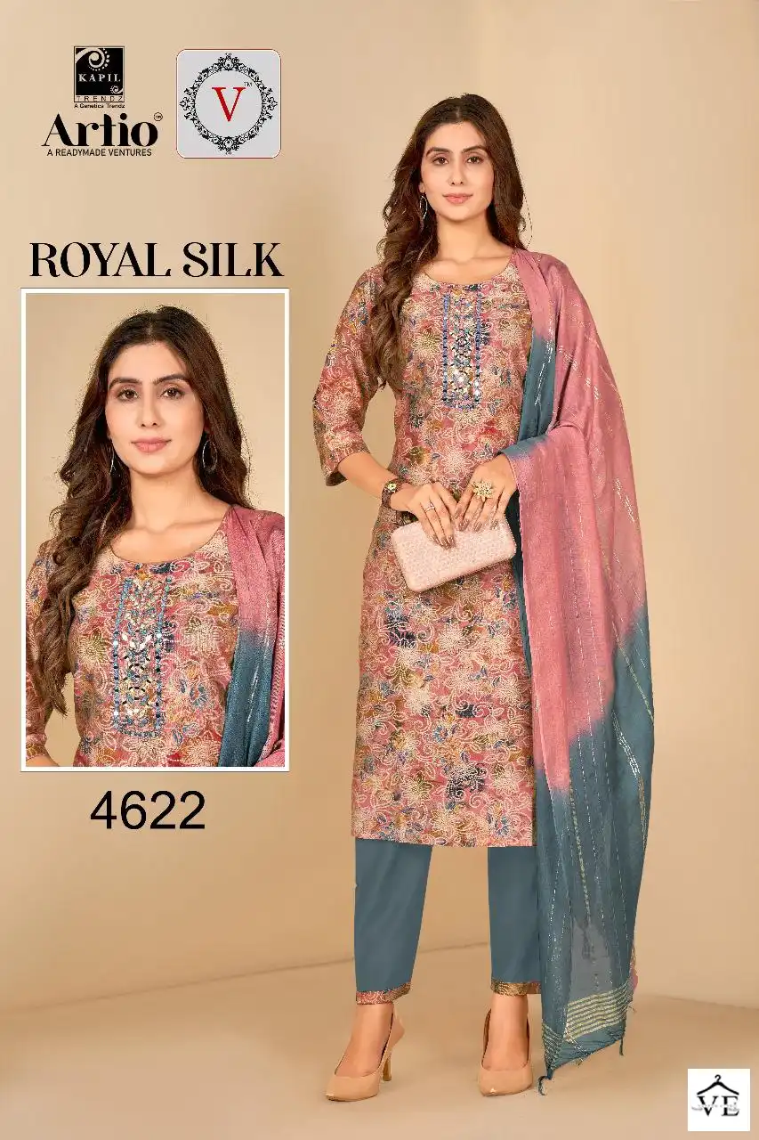 Kapil Trendz Rayol Silk Modal Print Wholesale Readymade Salwar Suit Catalog — Wholesale Salwar Suits, MPA wholesale from Surat - Gallery Image 4