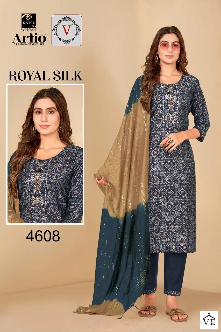 Kapil Trendz Rayol Silk Modal Print Wholesale Readymade Salwar Suit Catalog — Wholesale Salwar Suits, MPA wholesale from Surat - Gallery Image 7