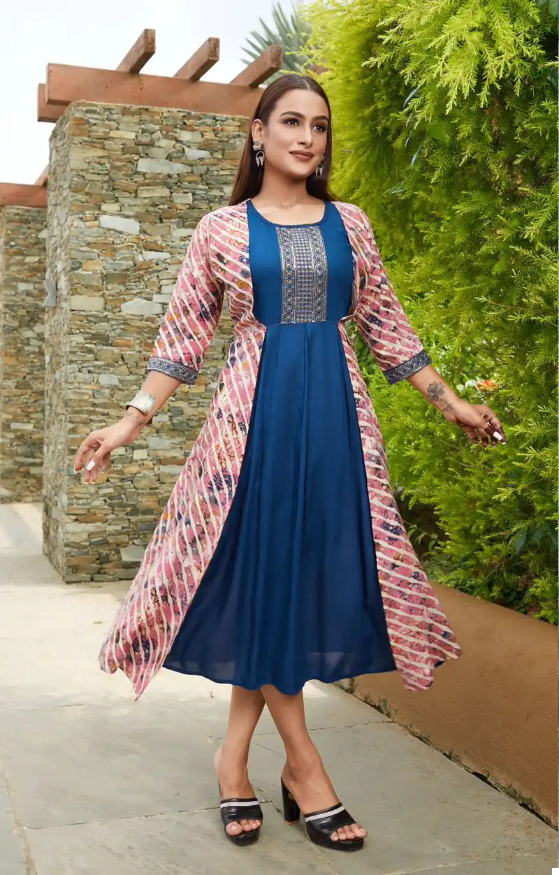 VE Reshka Vol 2 Premium Rayon Wholesale Flair Kurti Catalog — Wholesale Kurtis, MPA wholesale from Surat — view 4