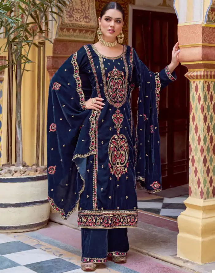 Alok Suits Riwaaz Velvet Wholesale Designer Winter Wear Salwar Suit Catalog — Wholesale Salwar Suits, Alok Suit wholesale from Surat — view 1