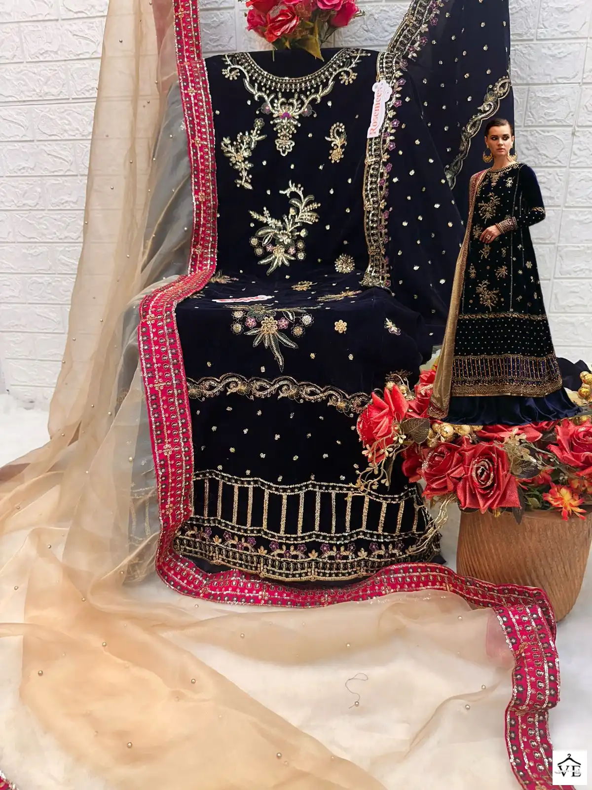 Fepic Rosemeen V 17023 Velvet Wholesale Heavy Embroidered Winter Wear Salwar Suit Catalog — Wholesale Salwar Suits, MPA wholesale from Surat - Gallery Image 3