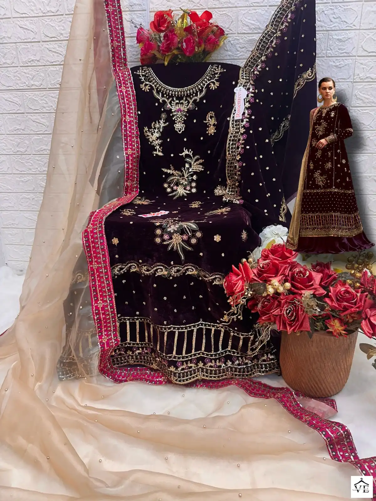 Fepic Rosemeen V 17023 Velvet Wholesale Heavy Embroidered Winter Wear Salwar Suit Catalog — Wholesale Salwar Suits, MPA wholesale from Surat - Gallery Image 5