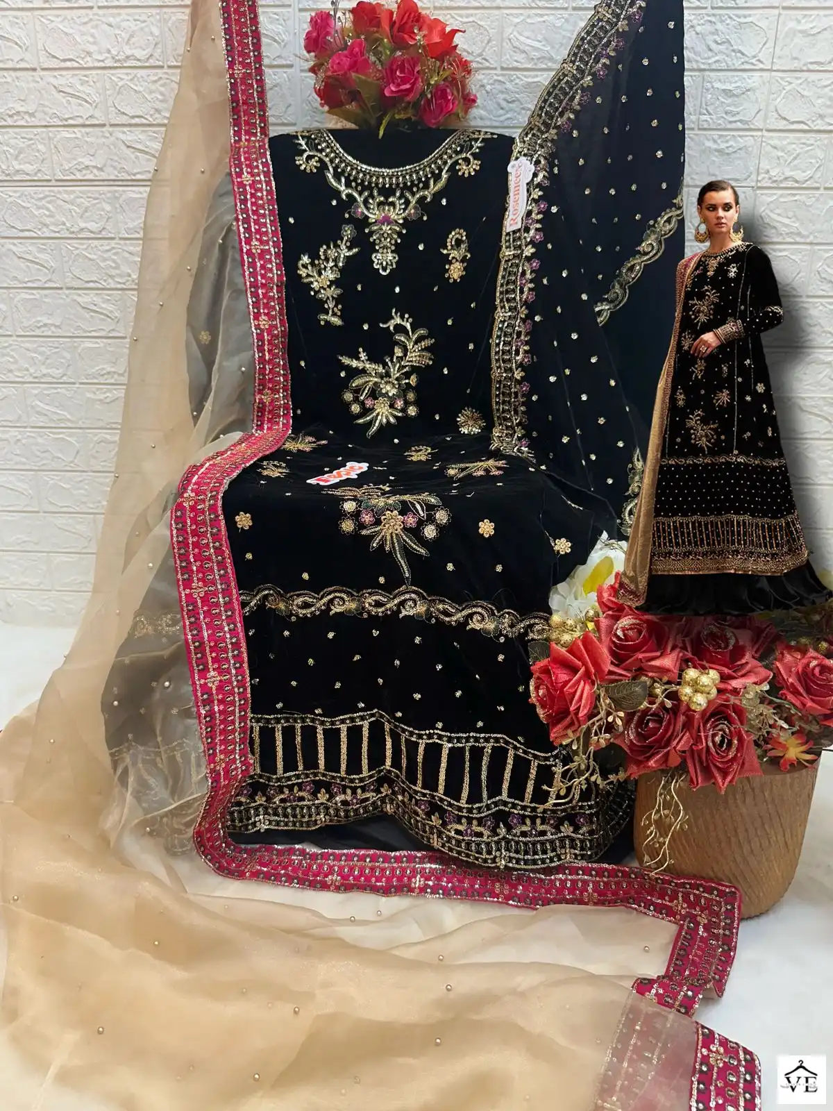Fepic Rosemeen V 17023 Velvet Wholesale Heavy Embroidered Winter Wear Salwar Suit Catalog — Wholesale Salwar Suits, MPA wholesale from Surat - Gallery Image 6
