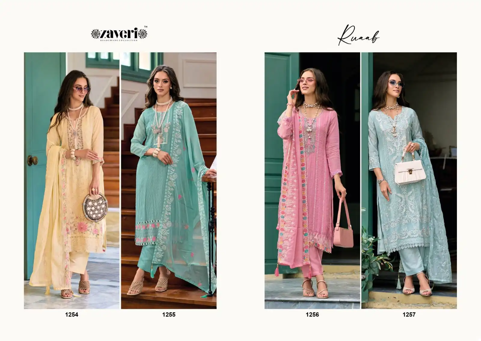 Zaveri Ruaab Soft Organza Wholesale Designer Readymade Salwar Suit Catalog — Wholesale Salwar Suits, MPA wholesale from Surat — view 5