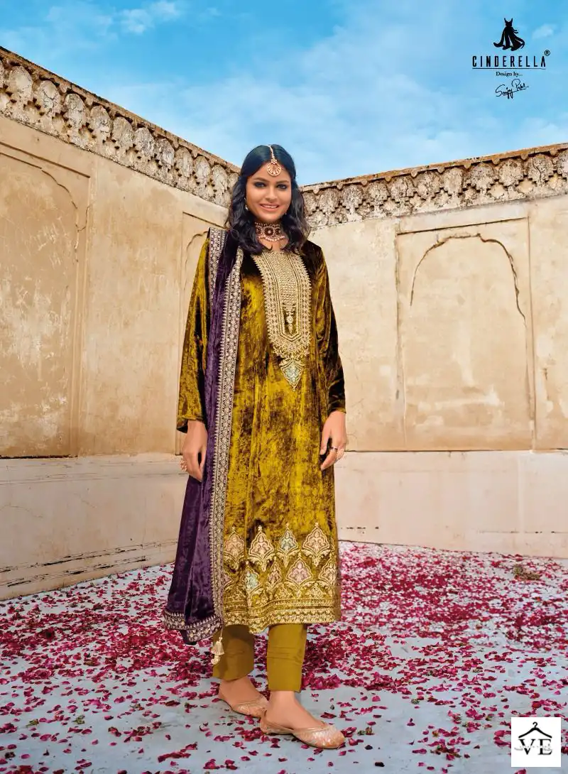 Cinderella Rumaisa Pure Munich Viscose Velvet Wholesale Designer Winter Wear Salwar Suit Catalog — Wholesale Salwar Suits, MPA wholesale from Surat - Gallery Image 3