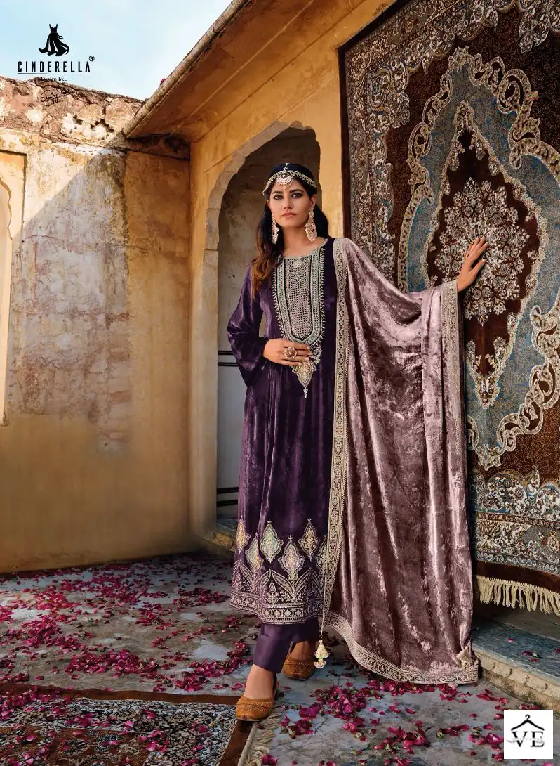 Cinderella Rumaisa Pure Munich Viscose Velvet Wholesale Designer Winter Wear Salwar Suit Catalog — Wholesale Salwar Suits, MPA wholesale from Surat - Gallery Image 6