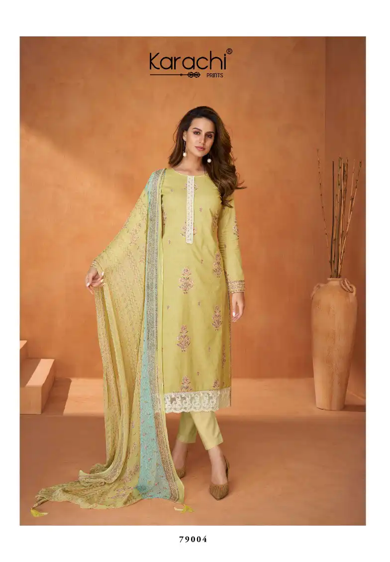 Karachi Rutba Lawn Cotton Wholesale Fancy Embroidery Work Salwar Suit Catalog — Wholesale Salwar Suits, MPA wholesale from Surat - Gallery Image 4