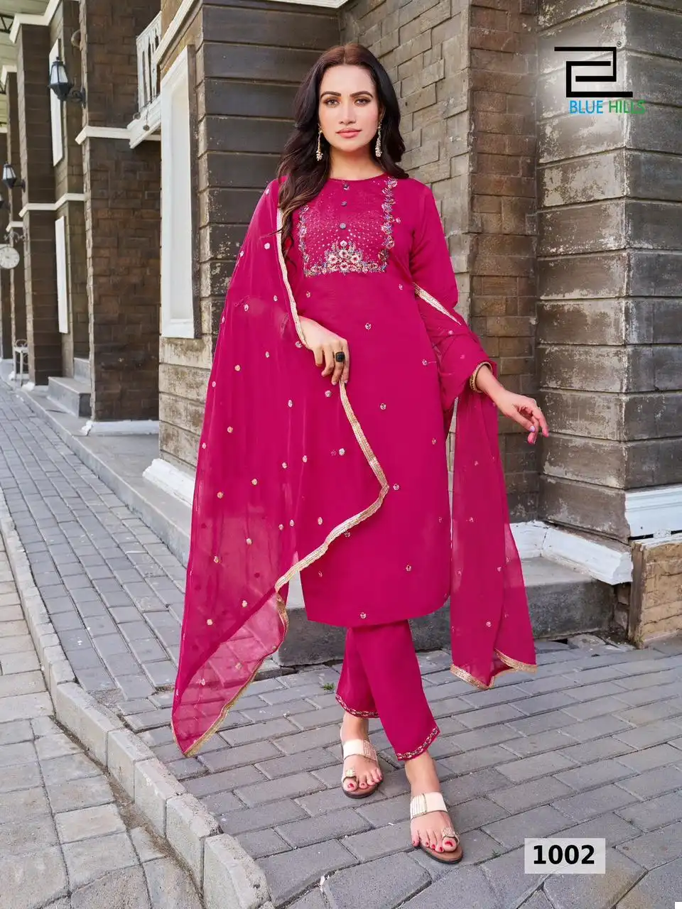 Blue Hills Rasmalai Roman Silk Wholesale Readymade Salwar Suit Catalog — Wholesale Salwar Suits, Blue Hills wholesale from Surat - Gallery Image 4