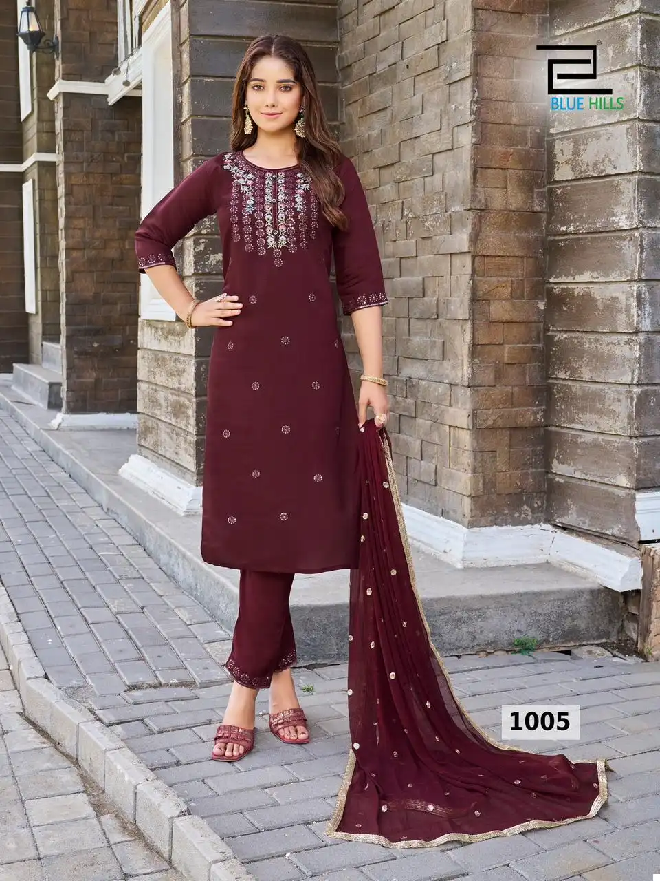 Blue Hills Rasmalai Roman Silk Wholesale Readymade Salwar Suit Catalog — Wholesale Salwar Suits, Blue Hills wholesale from Surat - Gallery Image 6