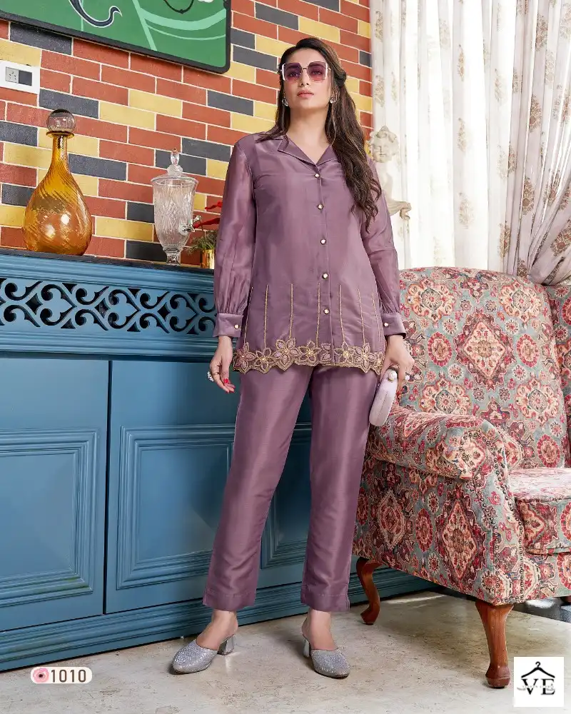 Vardan Ethnic Ready To Wear Designer Cord Set Pure Organza Barlin Silk Wholesale Designer Kurti With Pant Catalog — Wholesale Kurtis, MPA wholesale from Surat — view 4