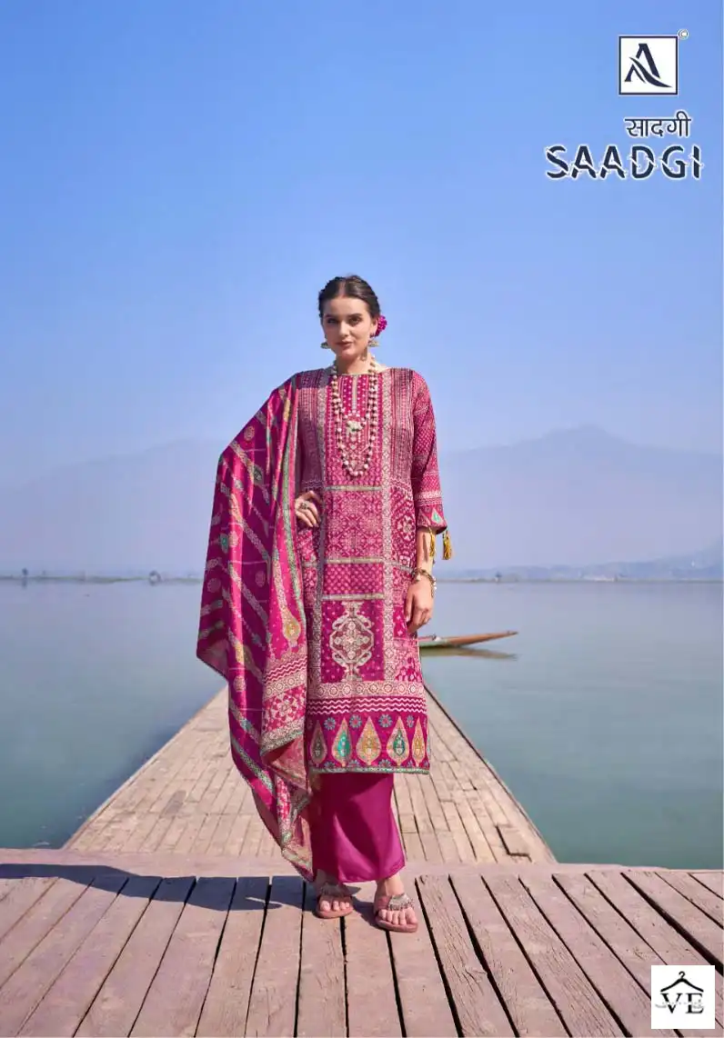 Alok Suits Saadgi Pashmina Wholesale Fancy Embroidery Works Winter Wear Salwar Suit Catalog — Wholesale Salwar Suits, Alok Suit wholesale from Surat - Gallery Image 2