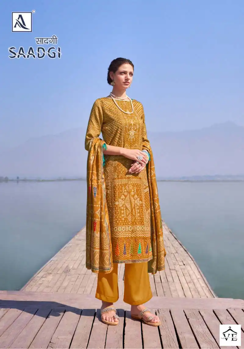Alok Suits Saadgi Pashmina Wholesale Fancy Embroidery Works Winter Wear Salwar Suit Catalog — Wholesale Salwar Suits, Alok Suit wholesale from Surat - Gallery Image 3