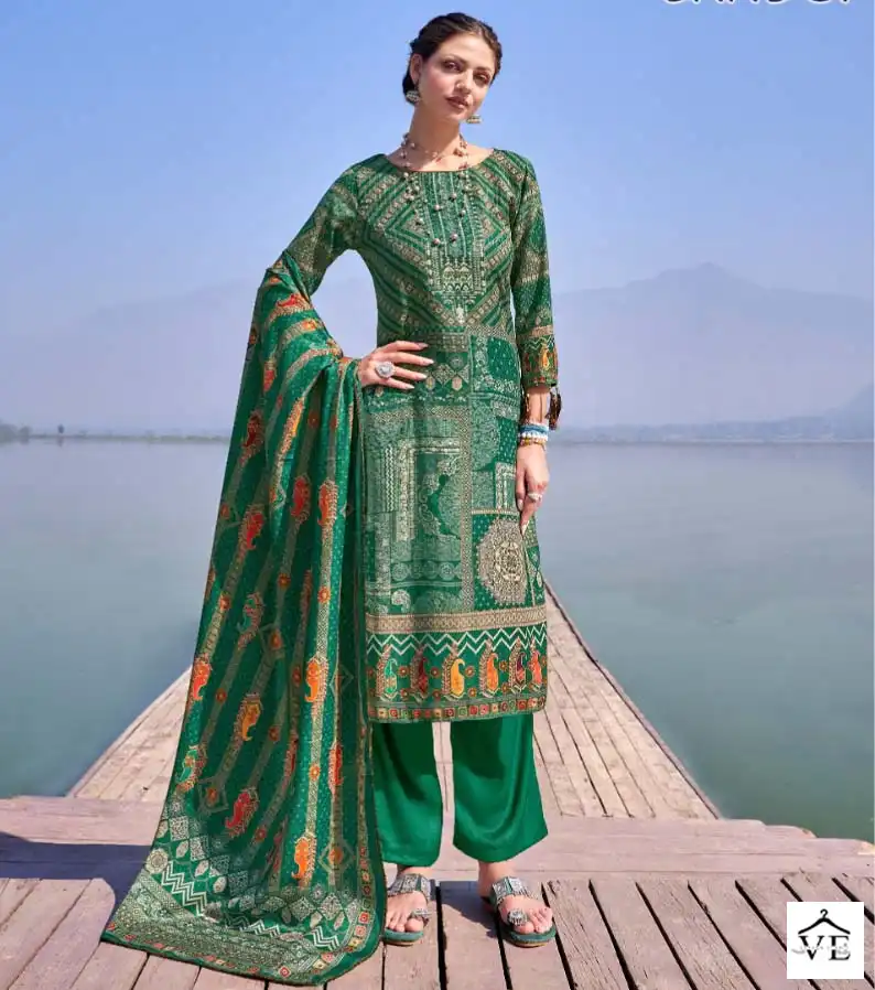Alok Suits Saadgi Pashmina Wholesale Fancy Embroidery Works Winter Wear Salwar Suit Catalog — Wholesale Salwar Suits, Alok Suit wholesale from Surat — view 1