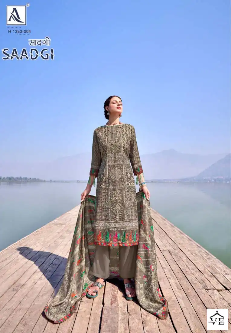 Alok Suits Saadgi Pashmina Wholesale Fancy Embroidery Works Winter Wear Salwar Suit Catalog — Wholesale Salwar Suits, Alok Suit wholesale from Surat - Gallery Image 4