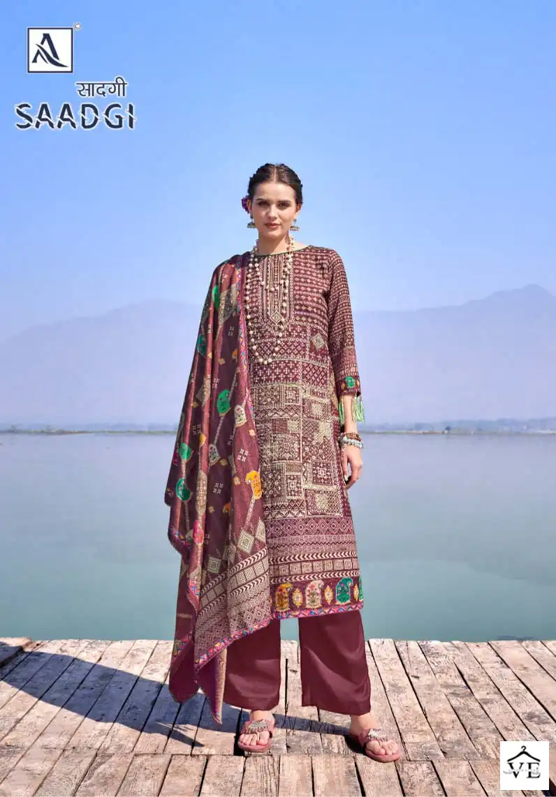 Alok Suits Saadgi Pashmina Wholesale Fancy Embroidery Works Winter Wear Salwar Suit Catalog — Wholesale Salwar Suits, Alok Suit wholesale from Surat - Gallery Image 5