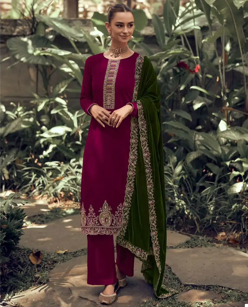 Mumtaz Arts Safaa Velvet Wholesale Heavy Embroidery Designer Winter Wear Salwar Suit Catalog — Wholesale Salwar Suits, MPA wholesale from Surat — view 1